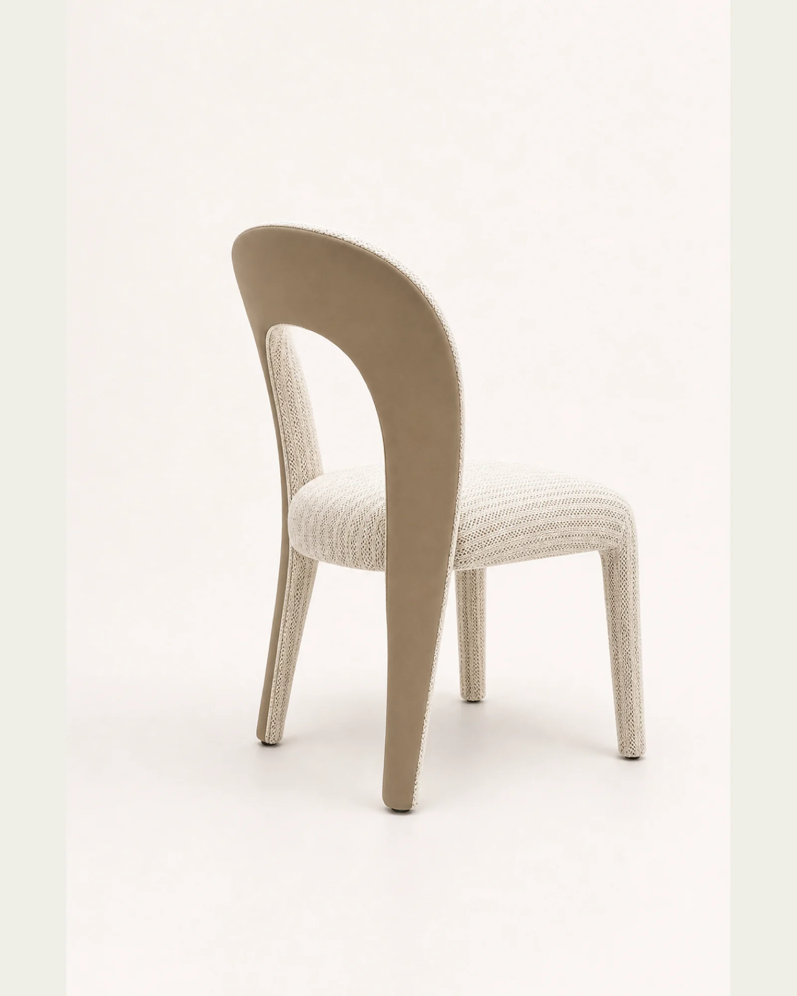 Ivory and khaki mixed-upholstery dining chair rear 45 degree view | ROBERT CASA