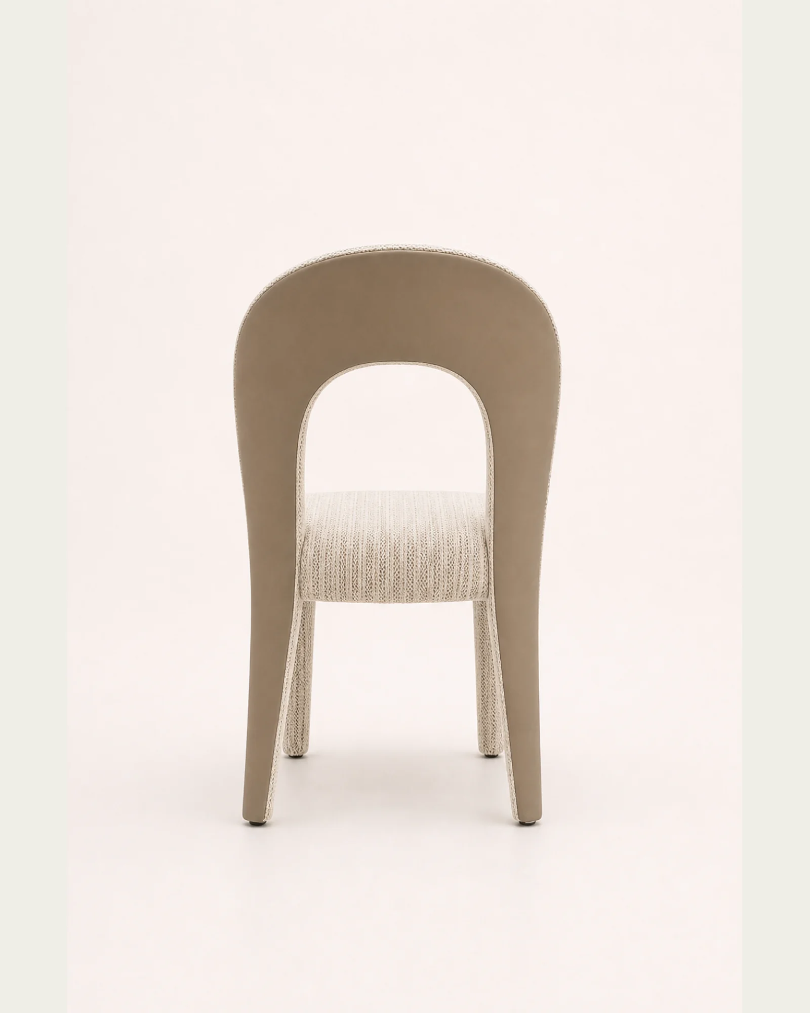 Ivory and khaki loop-back dining chair centered back studio view | ROBERT CASA
